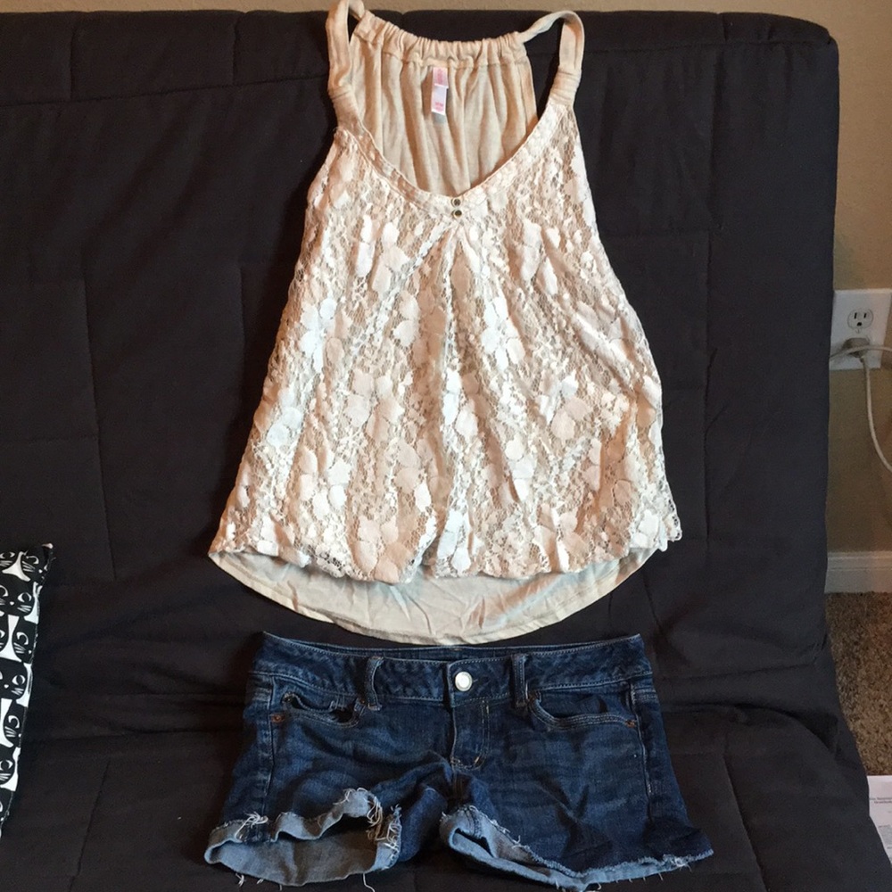 American Eagle Jean Shorts + tank